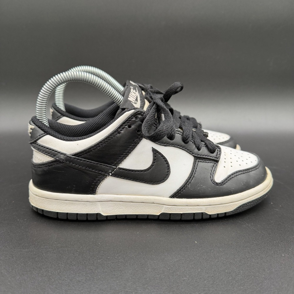 Nike Panda Dunk Low Shoes Youth Sz 4.5Y Black White Leather Sneakers CW1590-100